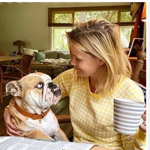 Draper James Yellow Natalie Gingham Sweatshirt Reese Witherspoon Brand New - Picture 8 of 9